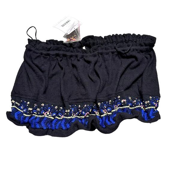 Free People No More Tiers Black and Blue Tube Top Elastic Size Small NWT - Picture 2 of 7